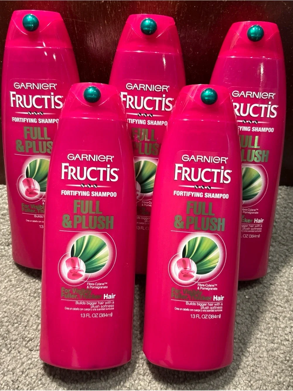X5 Garnier Fructis Full & Plush Fortifying Shampoo for Fuller Thicker Hair 13oz